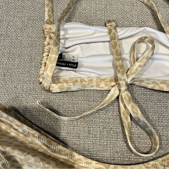 Kendall & Kylie Women’s Gold Rouched Bandeau Bikini Top/ Bottom Size L NWT - Picture 14 of 16